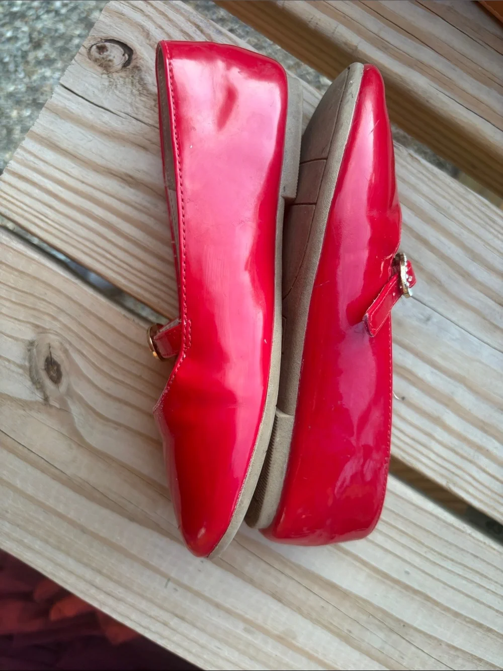 Gymboree Red Patent Mary Jane Flats with Jeweled Buckle